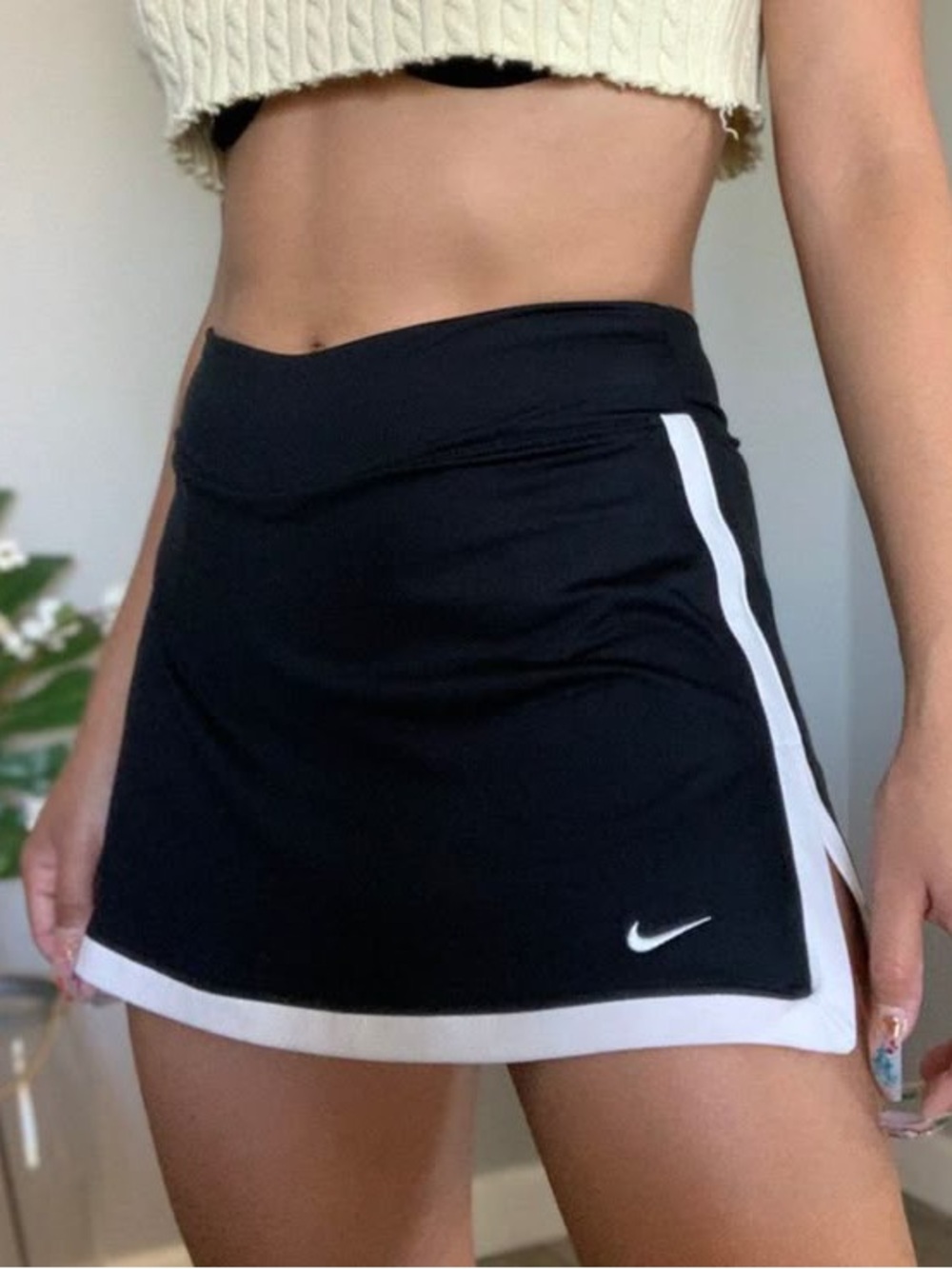 Nike Vtg Y2K sporty black red stripe mini athletic tennis golf pull on skort M - Picture 12 of 12